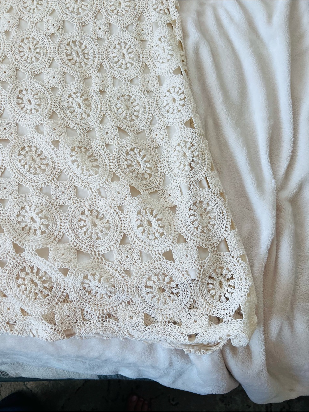 Vince Camuto Ivory Crochet Lace Maxi Dress Lined Sleeveless XL Boho Wedding - Picture 10 of 11